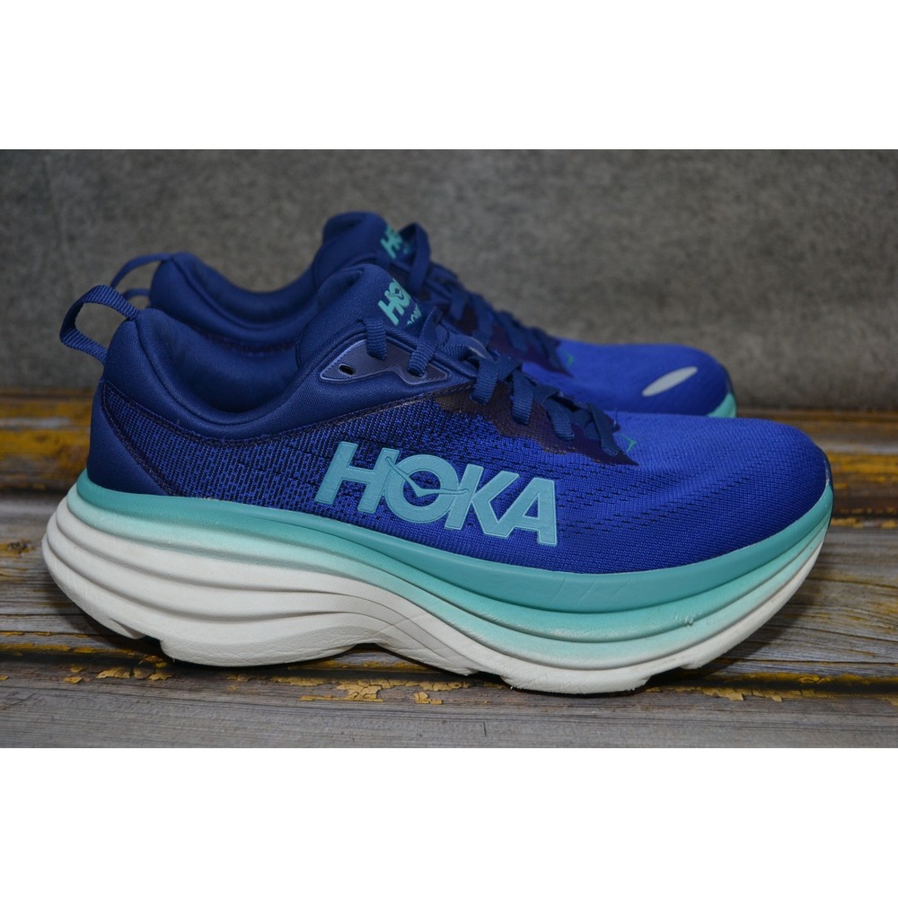 Hoka One One Bondi 8 Shoes Womens 8 B Blue Road Running Sneakers 1127952 BBES